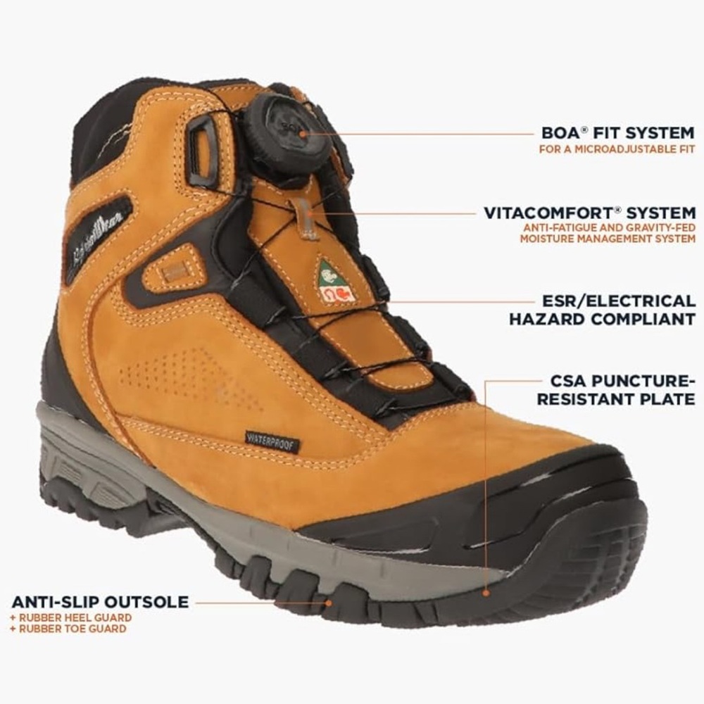 RefrigiWear Men’s 54 Gold Insulated Hiking Boots with Boa System, size 12